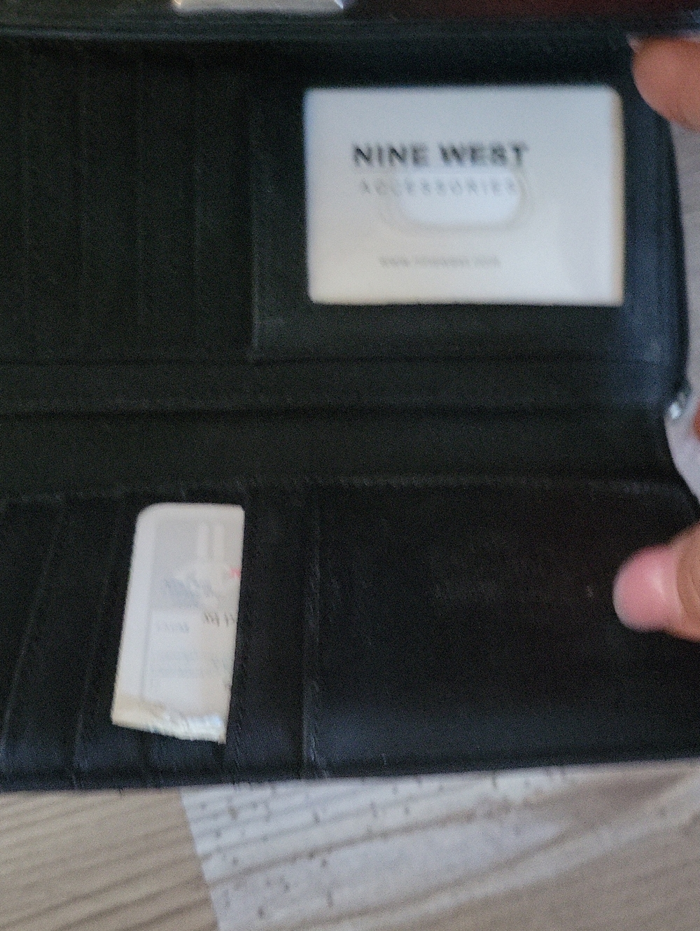 Nine West Black Leather Trifold Wallet
